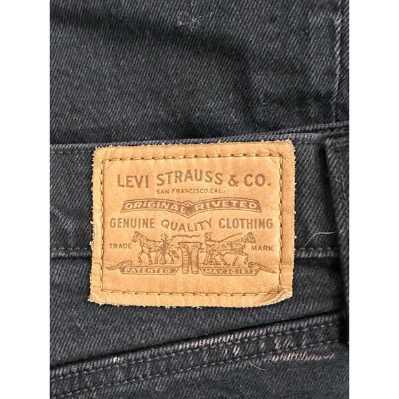 Levi's Ribcage Crop Flare Jeans Black w/ Bleach Distressing Button Fly Sz 27 EUC - Picture 3 of 6